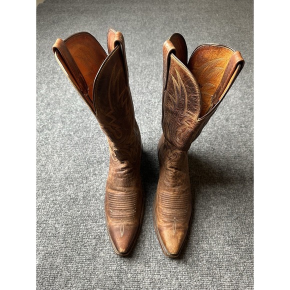 Mens Leather Lucchese N4540 Western Cowboy Boots‎ Tan Made in USA, Size 9.5B main image 9